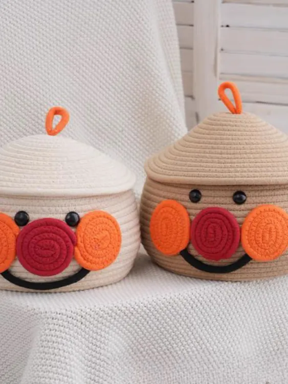 面包超人创意储物盒家用玄关日系带盖收纳篮卡通笑脸客厅时尚可爱