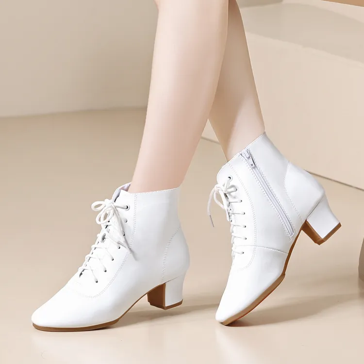 真皮秋冬季广场舞水兵舞舞蹈靴现代舞跳舞鞋拉丁舞鞋短靴