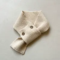 现货【落雪英伦】围脖百搭纯色纽扣男童洋气宝宝韩系针织围巾时尚