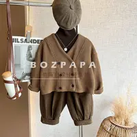 现货【阿华田奶咖】2025新款春秋韩版双排扣焦糖棕小外套裤子套装