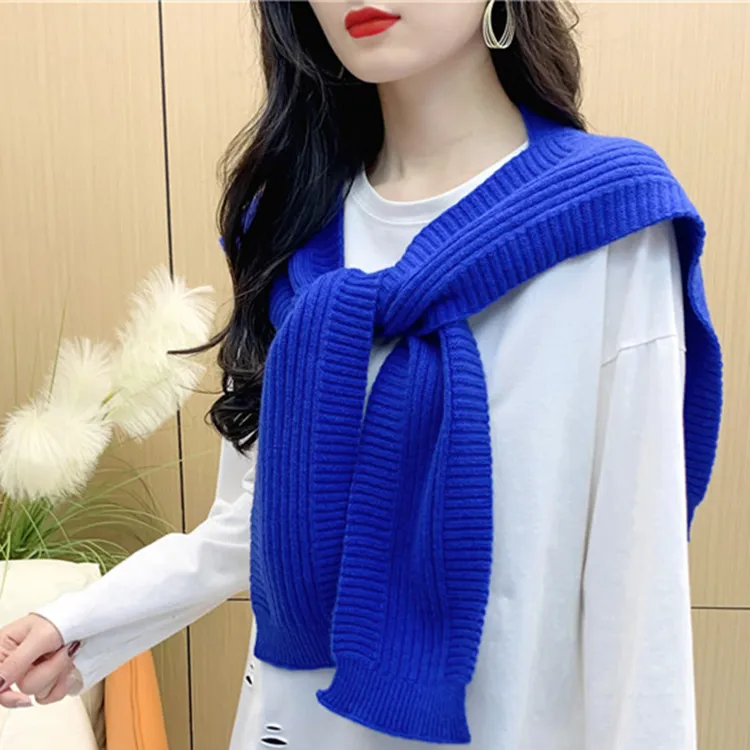 加厚网红针织披肩护颈椎保暖围巾两用春秋外搭高端韩版毛线搭肩潮