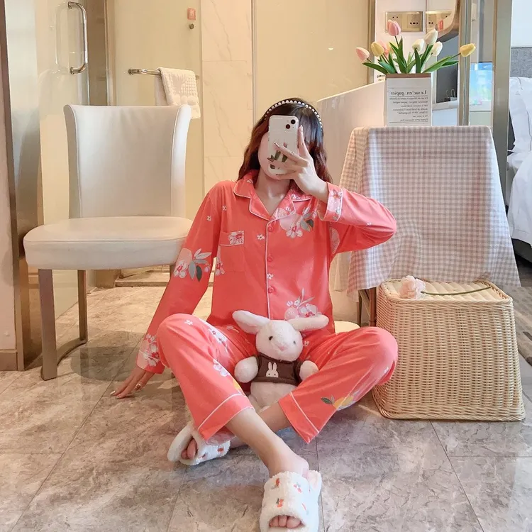 春秋女款长裤长袖大码休闲中年春季简约两件套家居服80到150斤 