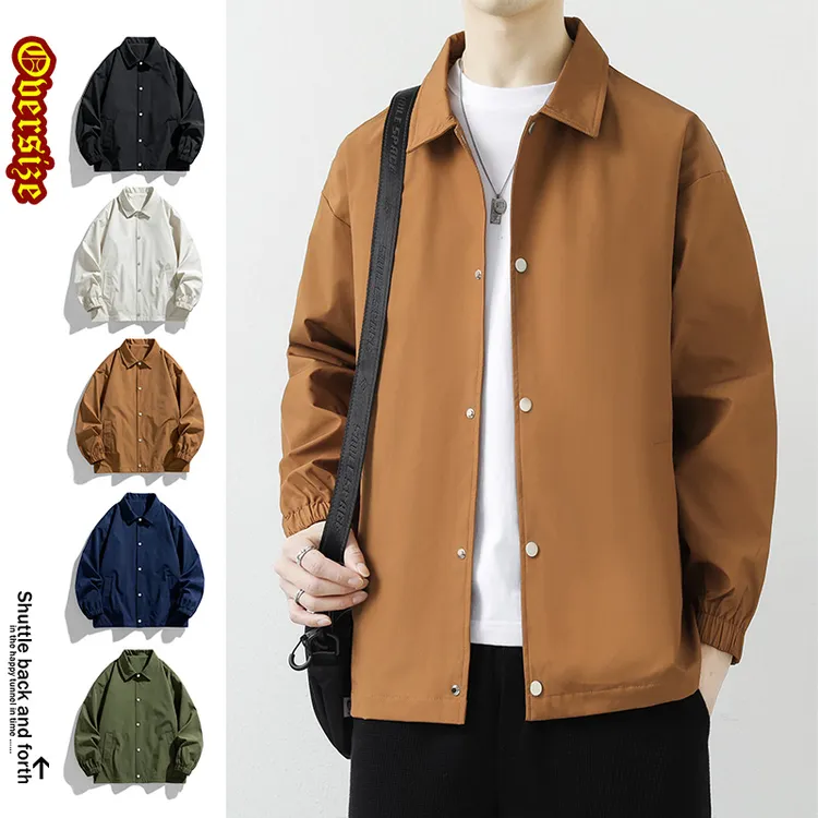 2024年秋季宽松版二开翻领夹克宽松简约港风时尚秋季韩版休闲帅气