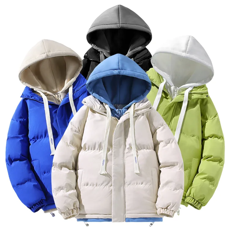 棉衣男假两件棉衣小牛津防水高品质情侣款加厚潮流防寒服冬装外套