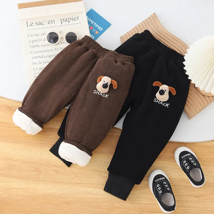 【一件过冬】男孩女孩三层加厚卡通小狗棉裤束脚儿童棉裤加绒加厚