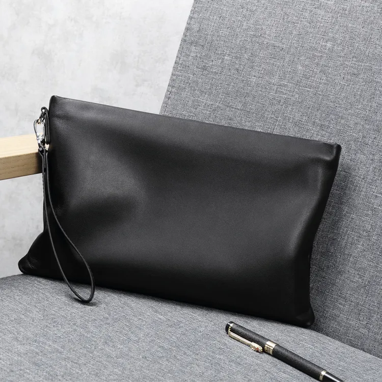 澳懿羊皮手包男士信封手抓包软皮真皮牛皮大容量高端商务手拿包潮