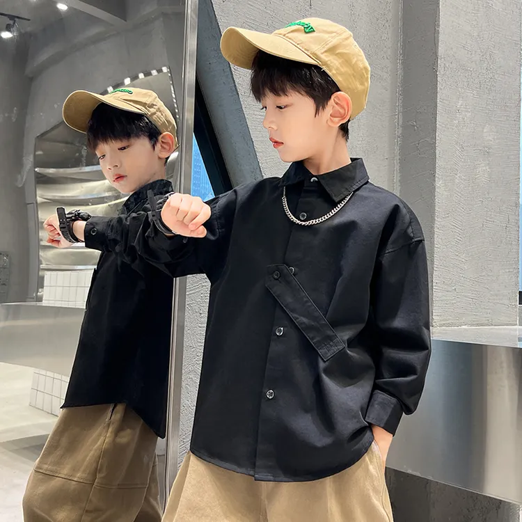 【中班仔品牌】男童秋装气质长袖衬衫2025春秋季衬衣童装男童35266