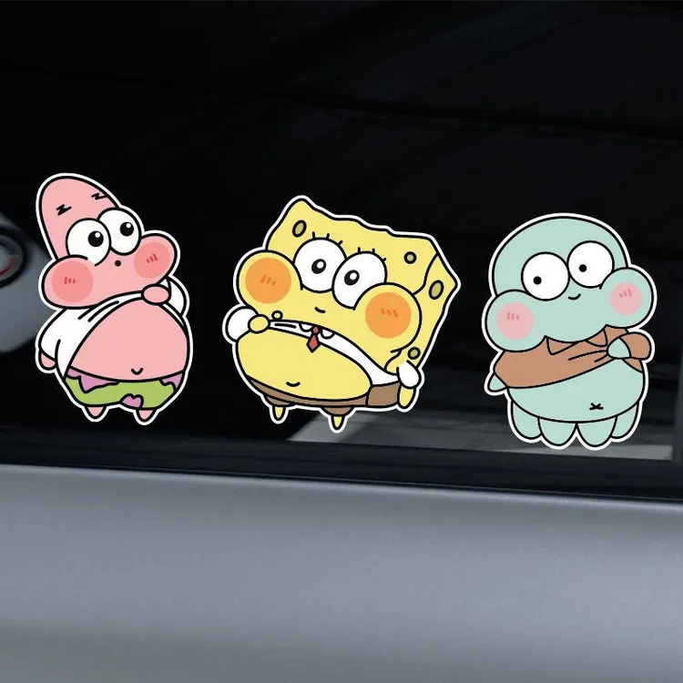 海绵宝宝派大星个性创意搞笑装饰汽车贴纸摩托车电动车防水反光贴