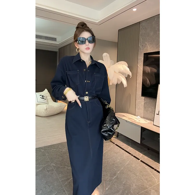 【琳琳】法式复古温柔连衣裙女新款设计感韩版收腰显瘦气质长裙8827