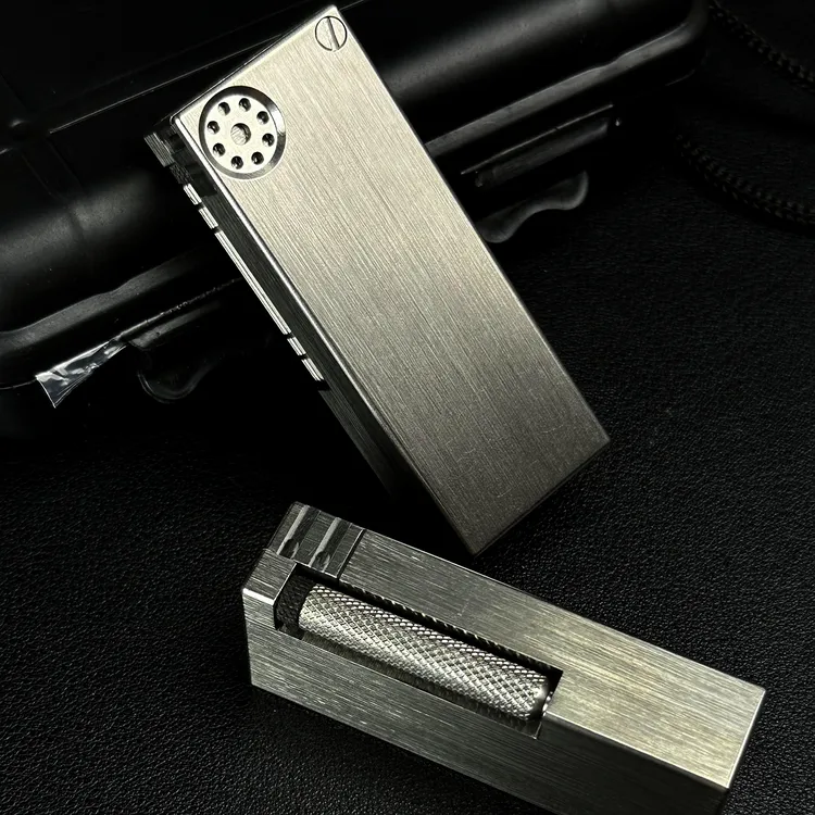 手工钛合金鱼肠侧滑轮复古老式煤油打火机个性送男友收藏CNC掏空