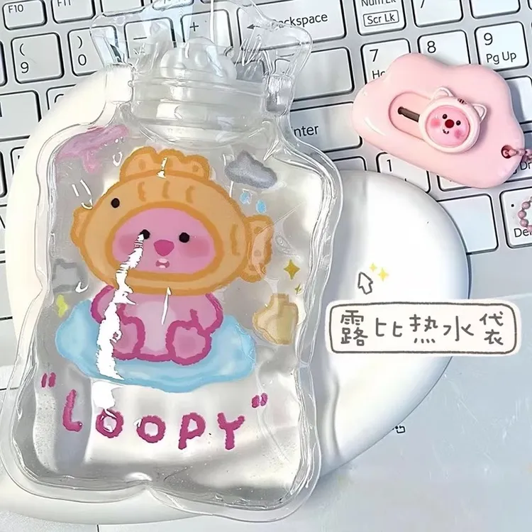 暖水袋注水热水袋透明防爆loopy热水袋学生暖手宝迷你小随身携带