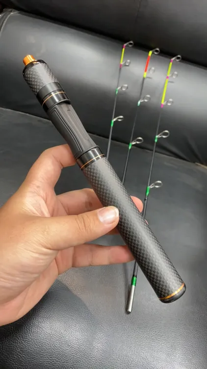 碳纤维6mm冰钓竿超短便携直柄玻纤实心软稍小筏竿冬季钓鱼竿