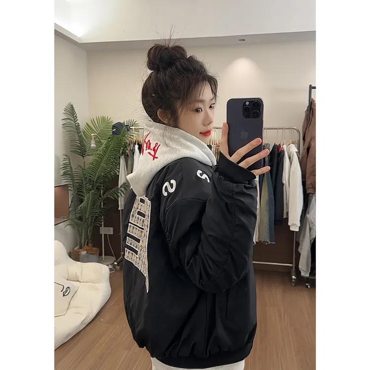 HandSeven美式复古2025新款男女款美式字母刺绣ins风百搭韩版外套