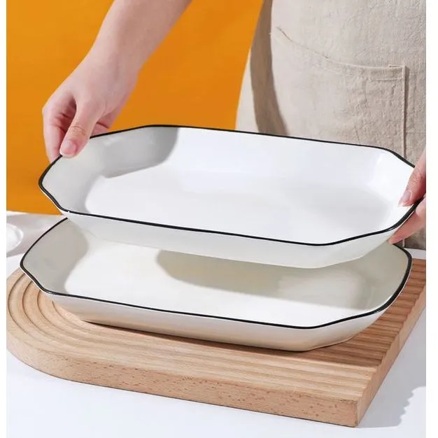 鱼盘家用蒸鱼盘子2024新款长方形装鱼盘剁椒鱼头专用盘子烤鱼盘