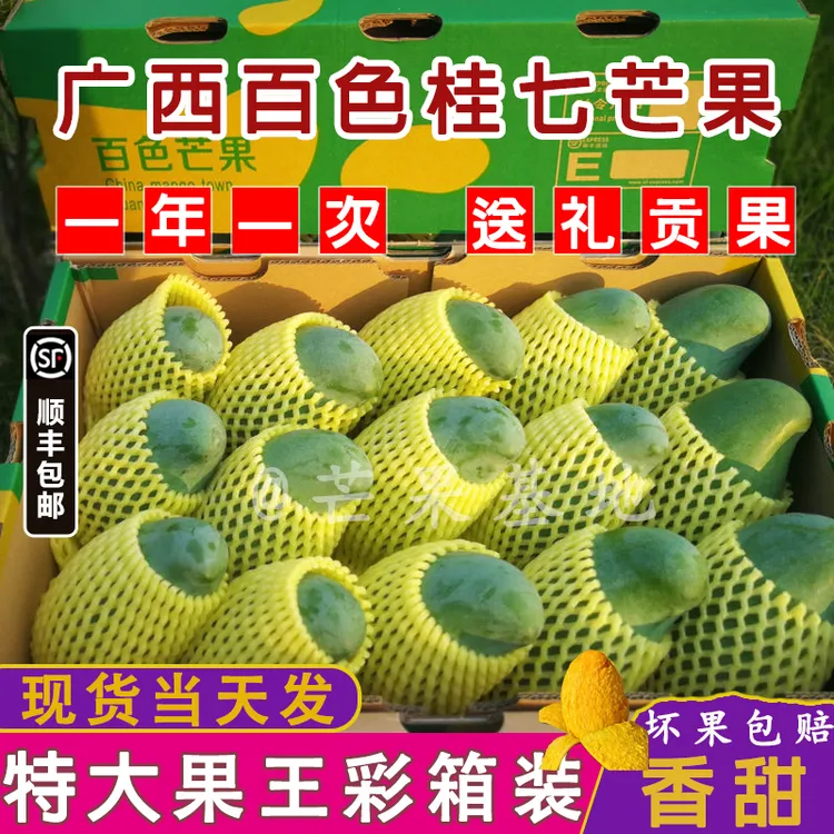 正宗广西百色田东桂七芒果新鲜田东桂7青皮香芒9斤特大果整箱包邮