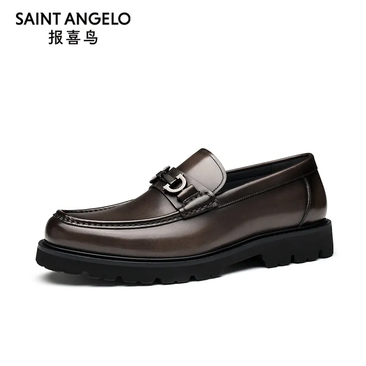 报喜鸟新款男士鞋子皮鞋小牛皮乐福鞋