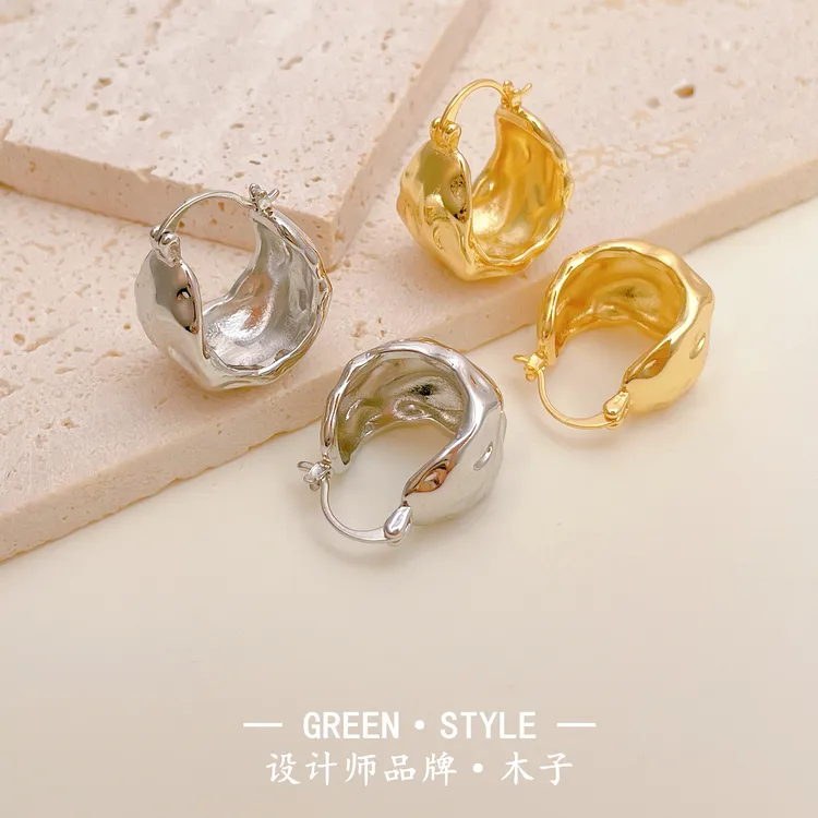 铜合金耳饰 【新款熔岩包包耳扣】时尚个性轻奢百搭精致耳环-4047