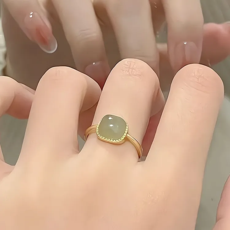 铜合金戒指 小方糖戒指简约指环开口新中式高级感轻奢气质新款时 