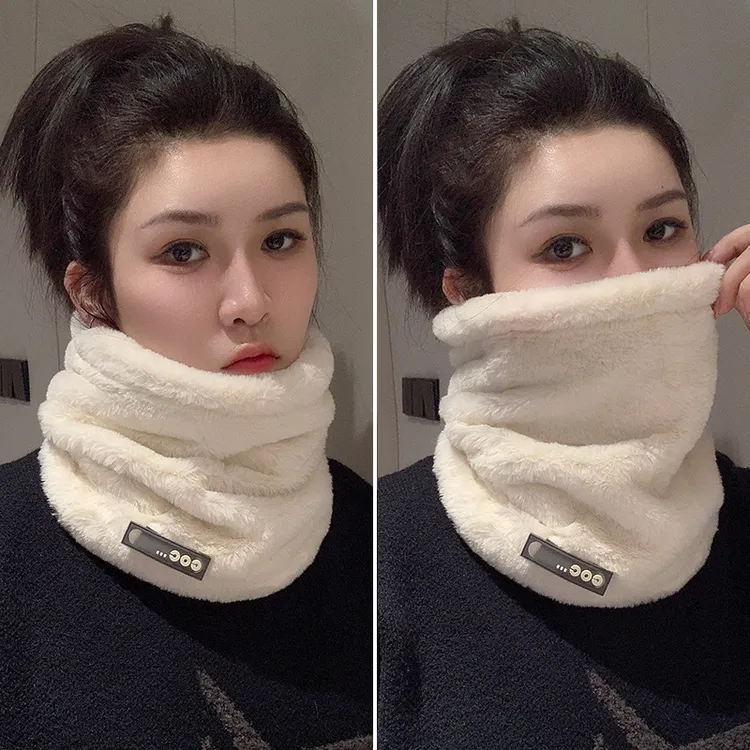 2025新款毛绒围脖女冬季百搭保暖户外骑车防寒加厚电动车护颈脖套