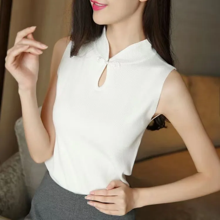 女背心时尚显瘦夏季无袖百搭修身气质旗袍领