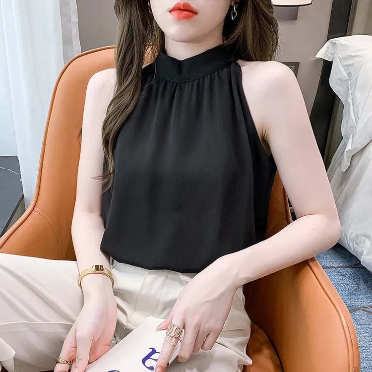 港风挂脖上衣女吊带无袖背心设计感夏季外穿美人肩优雅法式夏款