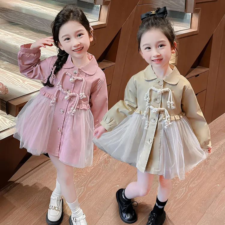 女童外套2024新款春装洋气时髦儿童中长款宝宝春季小女孩春秋风衣