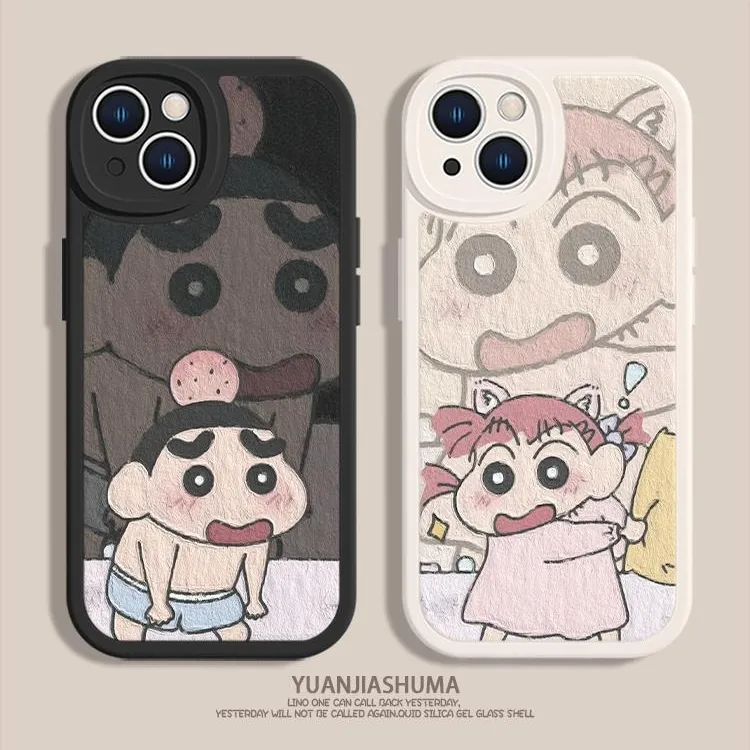 适用苹果15华为oppo小米vivo手机壳14pro情侣小新妮妮13防摔硅胶