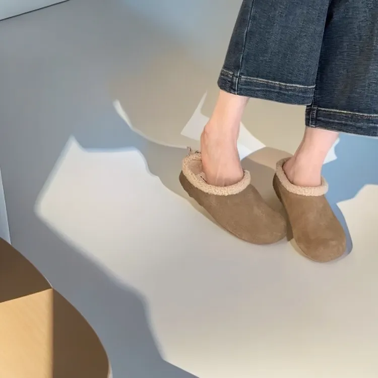 小土豆2024秋冬新款加绒保暖时尚外穿博肯拖鞋女百搭网红脖肯不冷