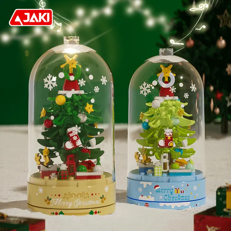 JAKI佳奇积木圣诞树音乐盒摆件圣诞礼物万圣节八音盒拼装益智玩具