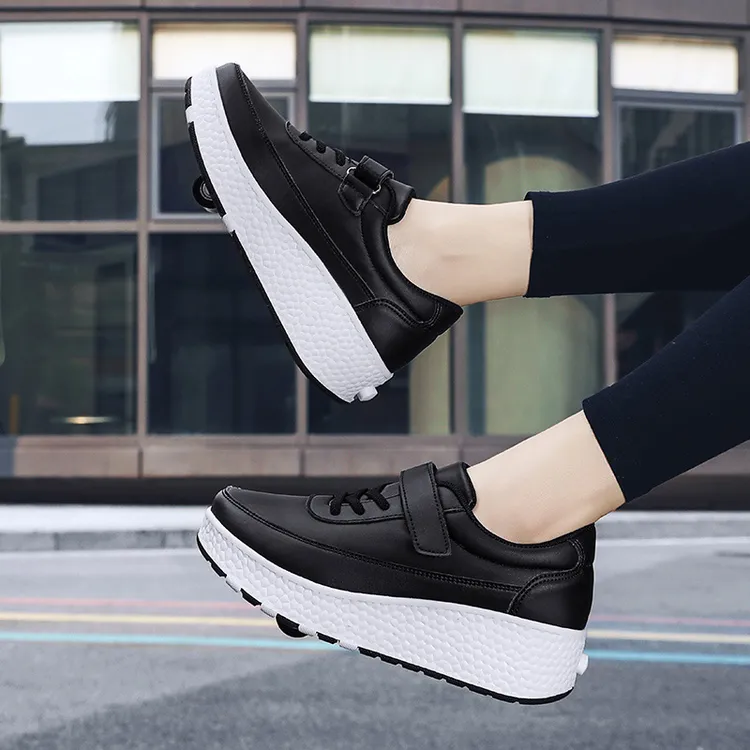 隐形双轮暴走鞋初学轮滑鞋男女儿童学生青少年轮子鞋可伸缩滑板轮