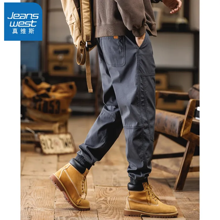 Jeanswest/真维斯新品大码休闲工装裤男士220斤宽松百搭帅气加绒