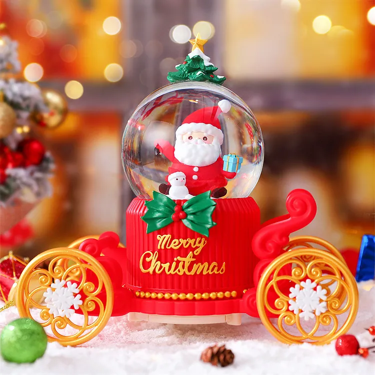 圣诞老人水晶球马车音乐盒儿童新年平安夜礼品圣诞节礼物女孩男孩