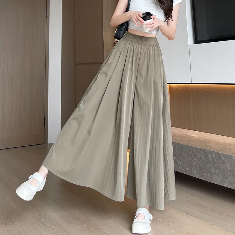 黛纺冰丝山本裙裤夏季女裤高腰休闲垂感显瘦褶皱慵懒风A字裙z415