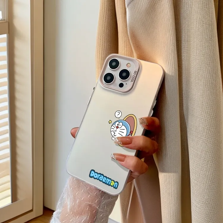 【任意门哆啦A梦】磨砂彩银适用苹果16手机壳iPhone14防摔15promax