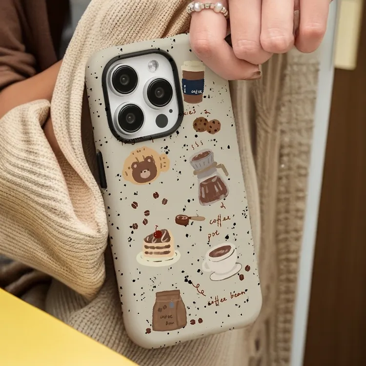 【小熊蛋糕咖啡】菲林二合一适用苹果16promax手机壳iphone15/4防摔