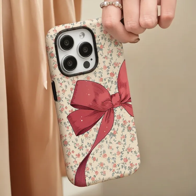 【碎花蝴蝶结】菲林二合一适用苹果16promax手机壳iphone13/4防摔15