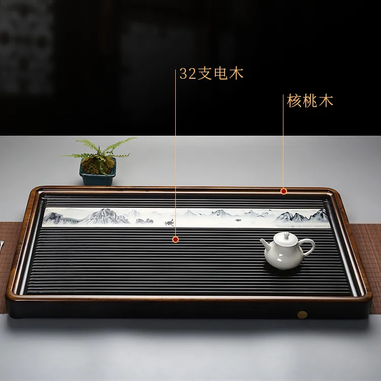 胡桃木实木茶盘天然实木茶台整块家庭家用客厅新中式排水式茶托盘