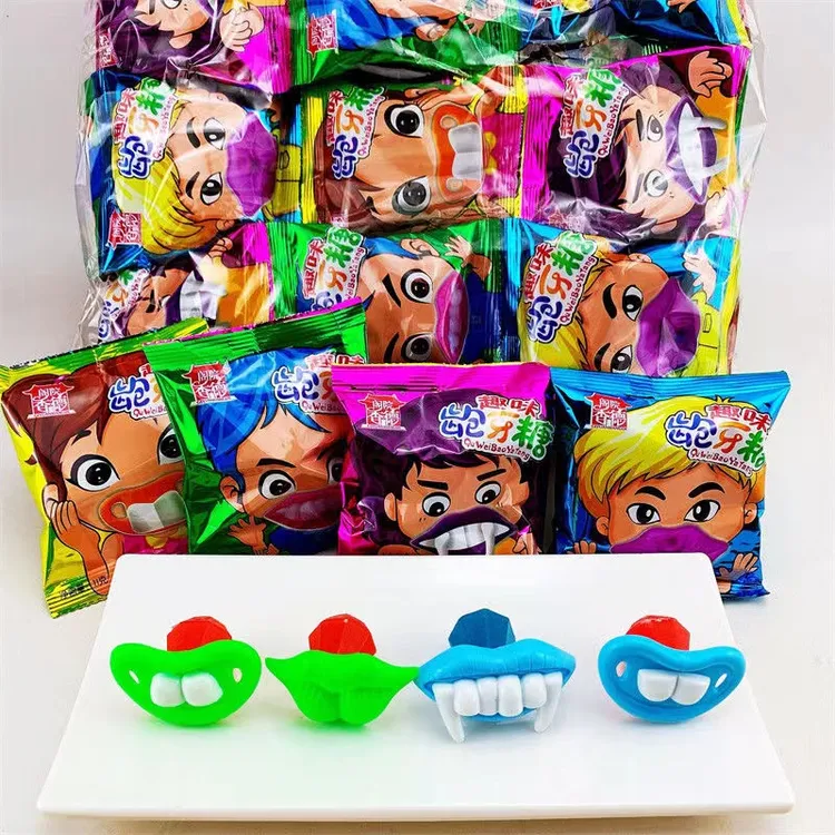 儿童创意龅牙造型果味糖果酷嘴棒棒糖果酸酸甜甜休闲趣味小零食