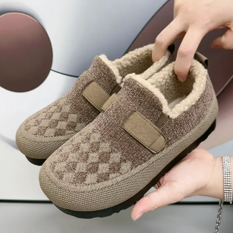 2025勃肯鞋女冬季加绒加厚保暖毛毛鞋老北京布鞋女软底舒适豆豆鞋