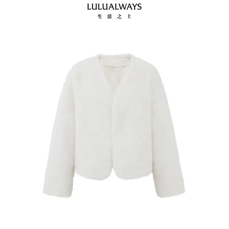 LULUALWAYS我爱露露24冬季新款质感简约环保仿水貂毛外套LPD111V