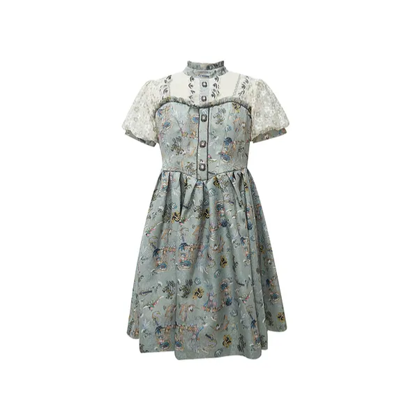 LULUALWAYS24夏季新款高腰显瘦碎花气质时尚法式优雅女装连衣裙