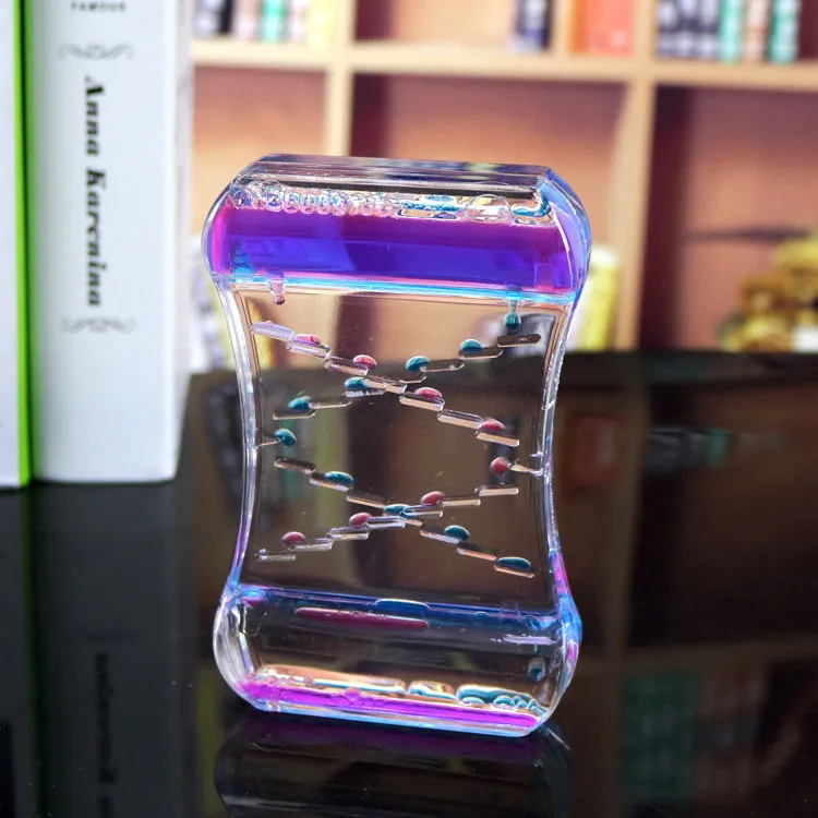创意液体油漏沙漏计时器摆件礼物学生方形水杯双层解压玩具