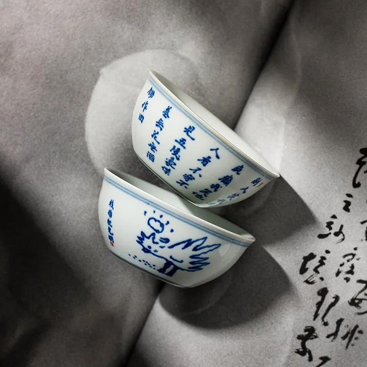 神鸟凤凰图茶杯陶瓷主人杯个人专用家用功夫茶具鸡缸杯高档茶盏