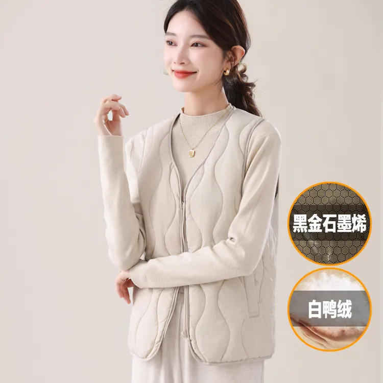 【运费补偿】马甲女2025秋冬新款石墨烯发热背心白鸭绒内胆