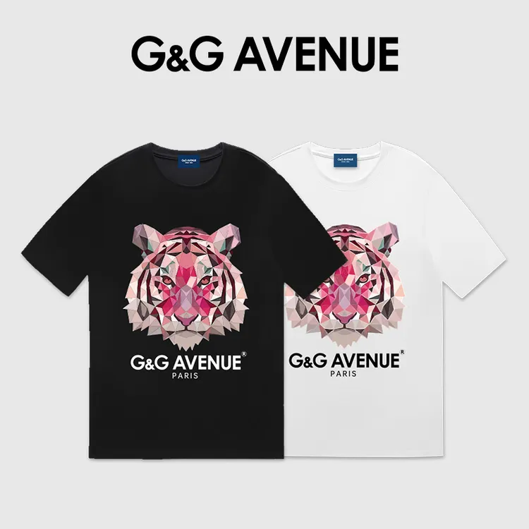 G&GAVENUE夏季时尚纯棉宽松圆领高档短袖T恤修身短袖xmGT2411009