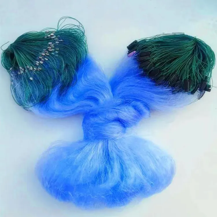 新款冰蓝丝渔网丝网捞鱼捕鱼草鱼鲤鱼批发鲫鱼网加重三层沉网粘网