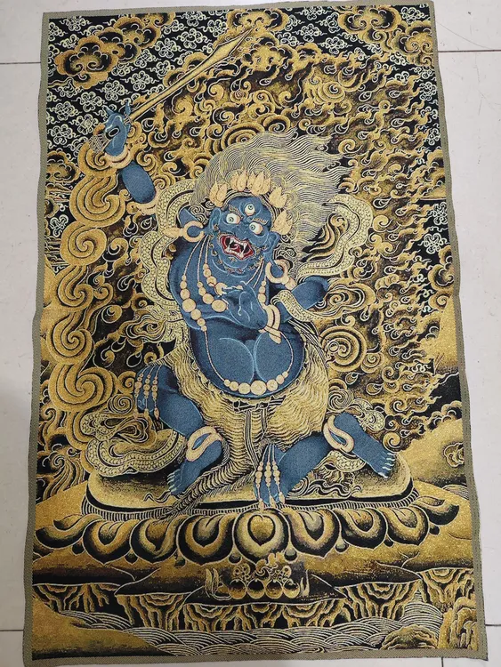 不动明王织锦刺绣五层堆绣唐卡成品画心实拍。60✘90厘米.