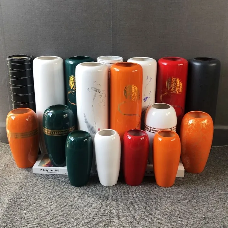 网红高档大号摆件塑料仿陶瓷新年乔迁客厅插花假花仿真花落地花瓶