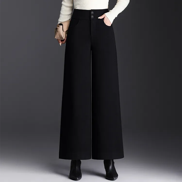 毛呢阔腿裤女秋冬2025新品直筒裤高腰遮肚显瘦休闲时尚百搭长裤子