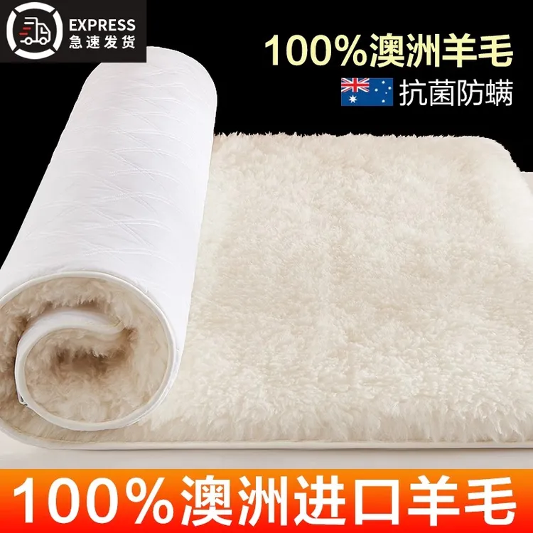 进口澳洲羊毛床垫软垫冬季床褥子加厚单人冬天保暖羊羔绒垫子